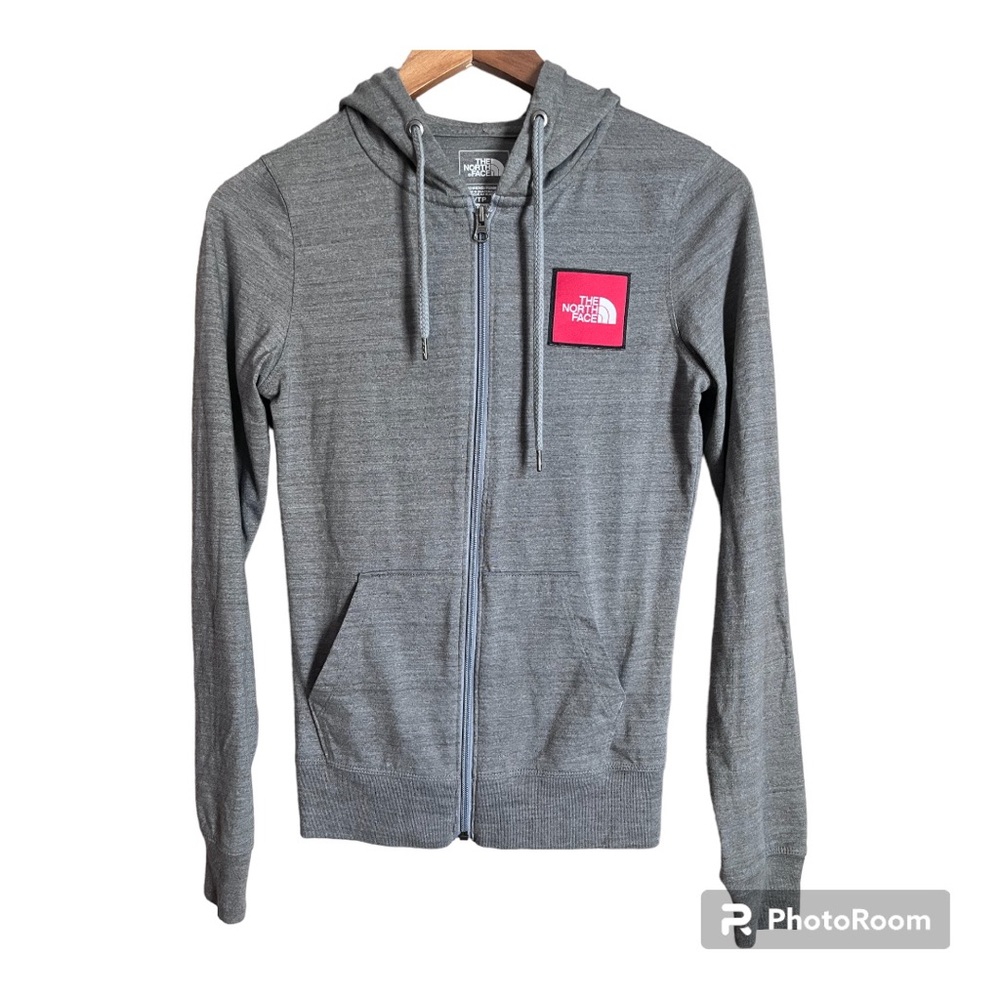 The North Face Americana Tri-Blend Full Zip Hoodie Patch Logo Heather Gray XS